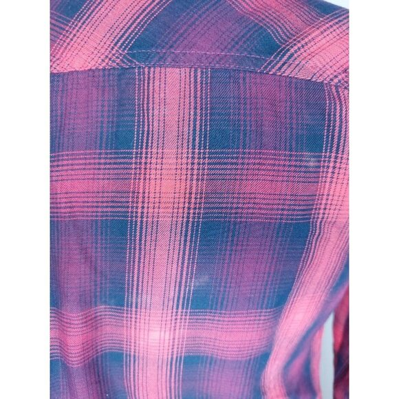 Eddie Bauer Womens Shirt Small Pink Black Soft Checkered Plaid Button Up Collar - Picture 11 of 11